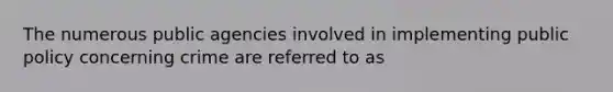 The numerous public agencies involved in implementing public policy concerning crime are referred to as