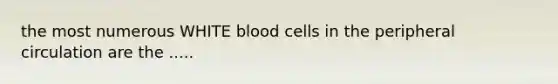 the most numerous WHITE blood cells in the peripheral circulation are the .....