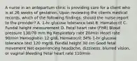 A nurse in an antepartum clinic is providing care for a client who is at 26 weeks of gestation. Upon reviewing the clients medical records, which of the following findings. should the nurse report to the provider? A. 1-hr glucose tolerance test B. Hematocrit C. Fundal height measurement D. Fetal heart rate (FHR) Blood pressure 130/78 mm Hg Respiratory rate 20/min Heart rate 90/min Hemoglobin 12 g/dL Hematocrit 34% 1-hr glucose tolerance test 120 mg/dL Fundal height 30 cm Good fetal movement Not experiencing headache, dizziness, blurred vision, or vaginal bleeding Fetal heart rate 110/min