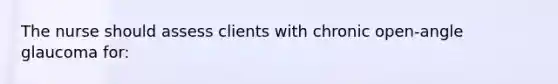 The nurse should assess clients with chronic open-angle glaucoma for: