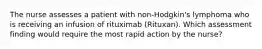 The nurse assesses a patient with non-Hodgkin's lymphoma who is receiving an infusion of rituximab (Rituxan). Which assessment finding would require the most rapid action by the nurse?