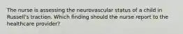 The nurse is assessing the neurovascular status of a child in Russell's traction. Which finding should the nurse report to the healthcare provider?