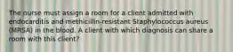 The nurse must assign a room for a client admitted with endocarditis and methicillin-resistant Staphylococcus aureus (MRSA) in the blood. A client with which diagnosis can share a room with this client?