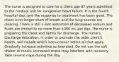 The nurse is assigned to care for a client age 87 years admitted to the medical unit for congestive heart failure. It is the fourth hospital day, and the response to treatment has been good. The client is no longer short of breath and the lung sounds are clearing. There is still a diet restriction of decreased sodium and fluids are limited to no more than 1000 mL per day. The nurse is preparing the client and family for discharge. The nurse's discharge education, in order to promote the older client's health, will include which instructions? Select all that apply. Gradually increase activities as tolerated. Do not use the salt shaker at meals. Increased stress may interfere with recovery. Take several naps during the day.