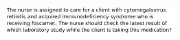 The nurse is assigned to care for a client with cytomegalovirus retinitis and acquired immunodeficiency syndrome who is receiving foscarnet. The nurse should check the latest result of which laboratory study while the client is taking this medication?