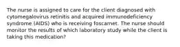 The nurse is assigned to care for the client diagnosed with cytomegalovirus retinitis and acquired immunodeficiency syndrome (AIDS) who is receiving foscarnet. The nurse should monitor the results of which laboratory study while the client is taking this medication?