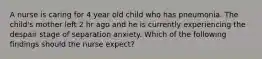 A nurse is caring for 4 year old child who has pneumonia. The child's mother left 2 hr ago and he is currently experiencing the despair stage of separation anxiety. Which of the following findings should the nurse expect?