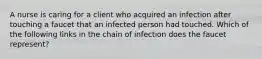 A nurse is caring for a client who acquired an infection after touching a faucet that an infected person had touched. Which of the following links in the chain of infection does the faucet represent?