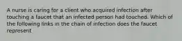 A nurse is caring for a client who acquired infection after touching a faucet that an infected person had touched. Which of the following links in the chain of infection does the faucet represent