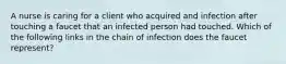 A nurse is caring for a client who acquired and infection after touching a faucet that an infected person had touched. Which of the following links in the chain of infection does the faucet represent?