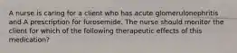 A nurse is caring for a client who has acute glomerulonephritis and A prescription for furosemide. The nurse should monitor the client for which of the following therapeutic effects of this medication?