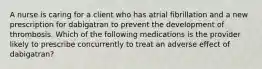 A nurse is caring for a client who has atrial fibrillation and a new prescription for dabigatran to prevent the development of thrombosis. Which of the following medications is the provider likely to prescribe concurrently to treat an adverse effect of dabigatran?