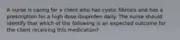 A nurse is caring for a client who has cystic fibrosis and has a prescription for a high dose ibuprofen daily. The nurse should identify that which of the following is an expected outcome for the client receiving this medication?