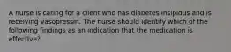 A nurse is caring for a client who has diabetes insipidus and is receiving vasopressin. The nurse should identify which of the following findings as an indication that the medication is effective?