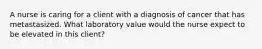 A nurse is caring for a client with a diagnosis of cancer that has metastasized. What laboratory value would the nurse expect to be elevated in this client?