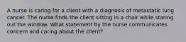 A nurse is caring for a client with a diagnosis of metastatic lung cancer. The nurse finds the client sitting in a chair while staring out the window. What statement by the nurse communicates concern and caring about the client?