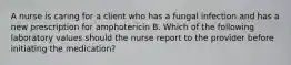 A nurse is caring for a client who has a fungal infection and has a new prescription for amphotericin B. Which of the following laboratory values should the nurse report to the provider before initiating the medication?