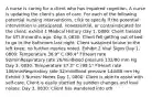 A nurse is caring for a client who has impaired cognition. A nurse is updating the client's plan of care. For each of the following potential nursing interventions, click to specify if the potential intervention is anticipated, nonessential, or contraindicated for the client. exhibit 1 Medical History Day 1, 0800: Client treated for UTI 8 months ago. Day 3, 0830: Client fell getting out of bed to go to the bathroom last night. Client sustained bruise to the left knee; no further injuries noted. Exhibit 2 Vital Signs Day 1, 0800: Temperature 36.9° C (98.4° F)Heart rate 92/minRespiratory rate 26/minBlood pressure 132/80 mm Hg Day 3, 0830: Temperature 37.3° C (99.1° F)Heart rate 106/minRespiratory rate 32/minBlood pressure 144/86 mm Hg Exhibit 3 Nurses' Notes Day 1, 0800: Client is able to assist with self-care. Client is easily startled by sudden changes and loud noises. Day 3, 0830: Client has wandered into oth