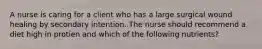 A nurse is caring for a client who has a large surgical wound healing by secondary intention. The nurse should recommend a diet high in protien and which of the following nutrients?