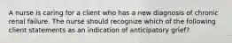 A nurse is caring for a client who has a new diagnosis of chronic renal failure. The nurse should recognize which of the following client statements as an indication of anticipatory grief?