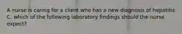 A nurse is caring for a client who has a new diagnosis of hepatitis C. which of the following laboratory findings should the nurse expect?