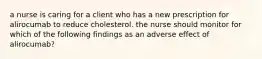 a nurse is caring for a client who has a new prescription for alirocumab to reduce cholesterol. the nurse should monitor for which of the following findings as an adverse effect of alirocumab?