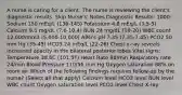 A nurse is caring for a client. The nurse is reviewing the client's diagnostic results. Skip Nurse's' Notes Diagnostic Results: 1000: Sodium 150 mEq/L (136-145) Potassium 4.8 mEq/L (3.5-5) Calcium 9.5 mg/dL (7.6-10.4) BUN 24 mg/dL (10-20) WBC count 12,000/mm3 (5,000-10,000) ABG's pH 7.35 (7.35-7.45) PCO2 50 mm Hg (35-45) HCO3 24 mEq/L (22-26) Chest x-ray reveals increased opacity in the bilateral posterior lobes Vital signs: Temperature 38.6C (101.5F) Heart Rate 98/min Respiratory rate 24/min Blood Pressure 110/56 mm Hg Oxygen saturation 88% on room air Which of the following findings requires follow-up by the nurse? (Select all that apply) Calcium level HCO3 level BUN level WBC count Oxygen saturation level PCO2 level Chest X-ray