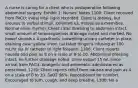 A nurse is caring for a client who is postoperative following abdominal surgery. Exhibit 1: Nurses' Notes 1100: Client received from PACU; initial vital signs recorded. Client is drowsy, but arouses to verbal stimuli. Oriented x3, moves all extremities. Normal sinus rhythm. Chest clear. Dressing to abdomen intact, small amount of serosanguinous drainage noted and marked. No bowel sounds x 4 quadrants. Indwelling urinary catheter in place, draining clear yellow urine. Lactated Ringer's infusing at 100 mL/hr via IV catheter to right forearm. 1200: Client reports nausea and pain as 8 on a scale of 0 to 10. Abdominal dressing intact, no further drainage noted. Urine output 15 mL since arrival from PACU. Analgesic and antiemetic administered as prescribed. 1230: Client reports relief from nausea and pain as 4 on a scale of 0 to 10. SaO2 96%. Repositioned for comfort. Encouraged to turn, cough, and deep breathe. 1300: No a