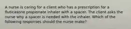 A nurse is caring for a client who has a prescription for a fluticasone propionate inhaler with a spacer. The client asks the nurse why a spacer is needed with the inhaler. Which of the following responses should the nurse make?