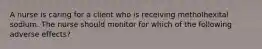 A nurse is caring for a client who is receiving metholhexital sodium. The nurse should monitor for which of the following adverse effects?