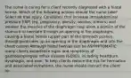 The nurse is caring for a client recently diagnosed with a hiatal hernia. Which of the following actions should the nurse take? Select all that apply. Conditions that increase intraabdominal pressure (IAP) (eg, pregnancy, obesity, ascites, tumors) and weaken the muscles of the diaphragm may allow a portion of the stomach to herniate through an opening in the diaphragm, causing a hiatal hernia (upper part of the stomach pushes through/protrudes up an opening in the diaphragm and into the chest cavity) Although hiatal hernias can be ASYMPTOMATIC many clients experience signs and symptoms of gastroesophageal reflux disease (GERD), including heartburn, dysphagia, and pain. To help clients reduce the risk for herniation and associated symptoms, the nurse should instruct the client to: