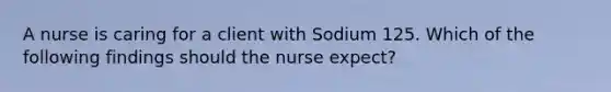 A nurse is caring for a client with Sodium 125. Which of the following findings should the nurse expect?