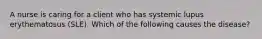 A nurse is caring for a client who has systemic lupus erythematosus (SLE). Which of the following causes the disease?