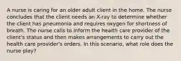 A nurse is caring for an older adult client in the home. The nurse concludes that the client needs an X-ray to determine whether the client has pneumonia and requires oxygen for shortness of breath. The nurse calls to inform the health care provider of the client's status and then makes arrangements to carry out the health care provider's orders. In this scenario, what role does the nurse play?