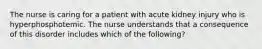 The nurse is caring for a patient with acute kidney injury who is hyperphosphotemic. The nurse understands that a consequence of this disorder includes which of the following?