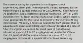 The nurse is caring for a patient in cardiogenic shock experiencing chest pain. Hemodynamic values assessed by the nurse include a cardiac index (CI) of 2.5 L/min/m2, heart rate of 70 beats/min, and a systemic vascular resistance (SVR) of 2200 dynes/sec/cm−5. Upon review of physician orders, which order is most appropriate for the nurse to initiate? a) Furosemide 20 mg intravenous (IV) every 4 hours as needed for CVP greater than or equal to ≥20 mm Hg b) Nitroglycerin infusion titrated at a rate of 5 to 10 mcg/min as needed for chest pain c) Dobutamine infusion at a rate of 2 to 20 mcg/kg/min as needed for CI less than 2 L/min/m2 d) Dopamine infusion at a rate of 5 to 10 mcg/kg/min to maintain a systolic BP of at least 90 mm Hg