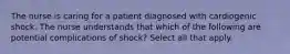 The nurse is caring for a patient diagnosed with cardiogenic shock. The nurse understands that which of the following are potential complications of shock? Select all that apply.