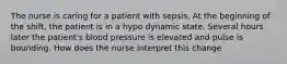 The nurse is caring for a patient with sepsis. At the beginning of the shift, the patient is in a hypo dynamic state. Several hours later the patient's blood pressure is elevated and pulse is bounding. How does the nurse interpret this change