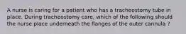 A nurse is caring for a patient who has a tracheostomy tube in place. During tracheostomy care, which of the following should the nurse place underneath the flanges of the outer cannula ?