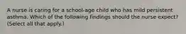 A nurse is caring for a school-age child who has mild persistent asthma. Which of the following findings should the nurse expect? (Select all that apply.)