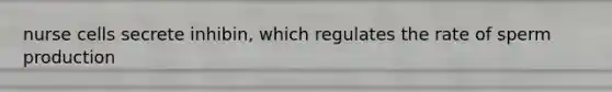 nurse cells secrete inhibin, which regulates the rate of sperm production