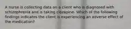 A nurse is collecting data on a client who is diagnosed with schizophrenia and is taking clozapine. Which of the following findings indicates the client is experiencing an adverse effect of the medication?