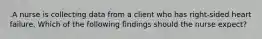 .A nurse is collecting data from a client who has right-sided heart failure. Which of the following findings should the nurse expect?