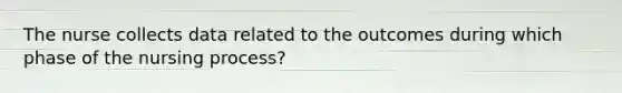 The nurse collects data related to the outcomes during which phase of the nursing process?