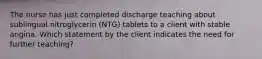 The nurse has just completed discharge teaching about sublingual nitroglycerin (NTG) tablets to a client with stable angina. Which statement by the client indicates the need for further teaching?