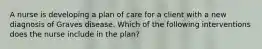 A nurse is developing a plan of care for a client with a new diagnosis of Graves disease. Which of the following interventions does the nurse include in the plan?