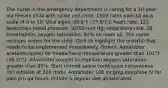 The nurse in the emergency department is caring for a 10-year-old female child with sickle cell crisis. Child rates pain 10 on a scale of 0 to 10. Vital signs: 99.8°F (37.6°C); heart rate, 122 beats/min; blood pressure, 92/50 mm Hg; respiratory rate, 26 breaths/min; oxygen saturation, 92% on room air. The nurse receives orders for the child. Click to highlight the order(s) that needs to be implemented immediately. Orders: Administer acetaminophen for headache or temperature greater than 101°F (38.3°C). Administer oxygen to maintain oxygen saturation greater than 95%. Start normal saline continuous intravenous (IV) infusion at 200 ml/hr. Administer 100 mcg/kg morphine IV for pain prn q4 hours. Initiate a regular diet as tolerated.