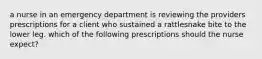 a nurse in an emergency department is reviewing the providers prescriptions for a client who sustained a rattlesnake bite to the lower leg. which of the following prescriptions should the nurse expect?