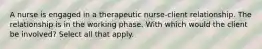 A nurse is engaged in a therapeutic nurse-client relationship. The relationship is in the working phase. With which would the client be involved? Select all that apply.