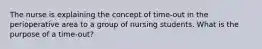 The nurse is explaining the concept of time-out in the perioperative area to a group of nursing students. What is the purpose of a time-out?